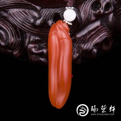 【琢藝軒】四川涼山南紅瑪瑙柿子紅掛件    雙嬌   7.6克