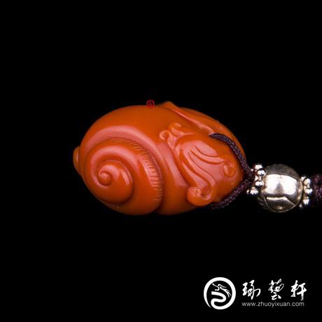 【琢藝軒】四川涼山南紅瑪瑙錦紅掛件   蝸牛  8克