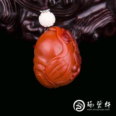 【琢藝軒】四川涼山南紅瑪瑙錦紅掛件   節(jié)節(jié)高   11克