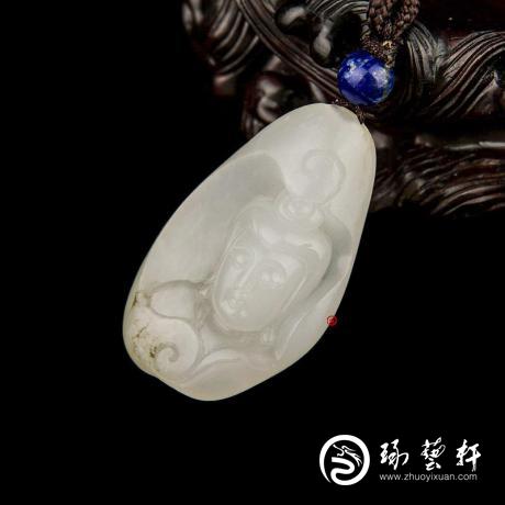 【琢藝軒】新疆和田玉黑皮羊脂白玉籽玉掛件（獨(dú)籽） 觀音（客戶代賣實(shí)價(jià)） 13克