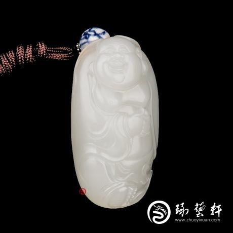 【琢藝軒】穆宇靜 新疆和田玉紅皮一級(jí)白玉籽玉把件 彌勒佛 51克