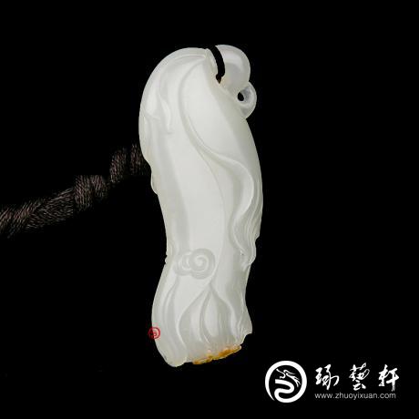 【琢藝軒】新疆和田玉紅皮白玉籽玉掛件 蘭花 10克
