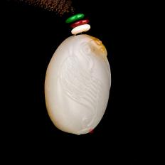 新疆和田玉紅皮白玉籽玉掛件 鴻運(yùn)當(dāng)頭 15克