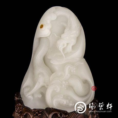 【琢藝軒】穆宇靜 新疆和田玉紅皮羊脂白玉籽玉擺件 潛龍出淵 579克