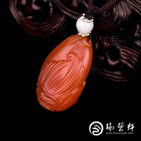 【琢藝軒】四川涼山南紅瑪瑙櫻桃紅掛件  節(jié)節(jié)高 6克