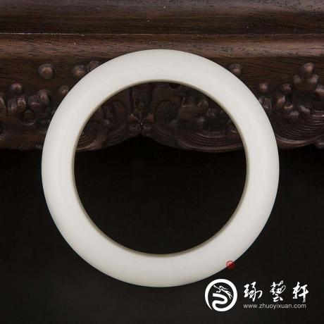 【琢藝軒】新疆和田玉一級白白皮白玉籽玉 手鐲 106.5克