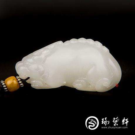 【琢藝軒】新疆和田玉白玉籽玉掛件 貔貅 37克