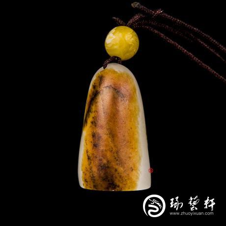 【琢藝軒】新疆和田玉秋梨皮白玉籽玉掛件 印章 8克