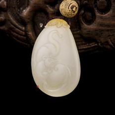 新疆和田玉黃皮白玉籽玉掛件 福祿 6.5克