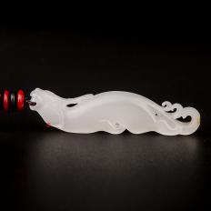 新疆和田玉灑金皮一級白玉籽玉掛件 小飛獸 6.8克
