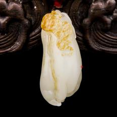 新疆和田玉紅皮白玉籽玉掛件 福壽 13克