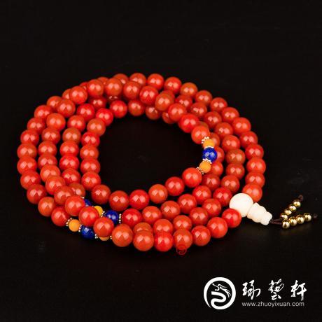 【琢藝軒】涼山九口南紅瑪瑙手串  102克