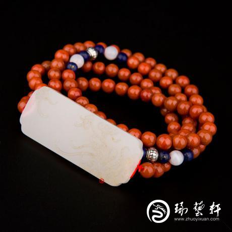 【琢藝軒】新疆和田玉灑金皮一級白玉籽玉蘭花手牌 43克