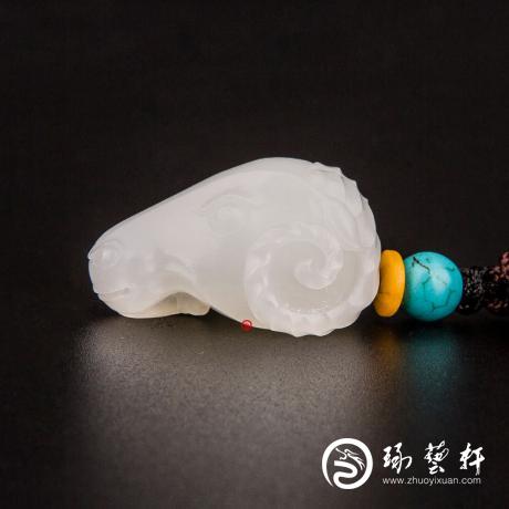 【琢藝軒】新疆和田玉羊脂白玉籽玉掛件 領(lǐng)頭羊 8克