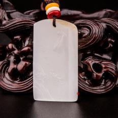 新疆和田玉灑金皮羊脂白玉籽玉掛件 山水 7克