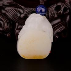 新疆和田玉黃皮羊脂白玉籽玉掛件 壽與天齊 24克