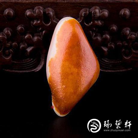 【琢藝軒】新疆和田玉紅沁白玉籽玉 原石 35克