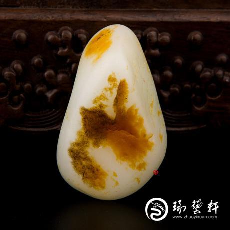 【琢藝軒】新疆和田玉紅皮白玉籽玉 原石 90克