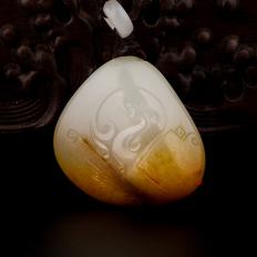 穆宇靜 新疆和田黃沁羊脂白玉籽玉 漢韻 （獨(dú)籽）32克