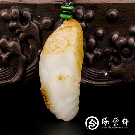 【琢藝軒】新疆和田玉紅皮一級(jí)白玉籽玉掛件（獨(dú)籽） 節(jié)節(jié)高 22.2克