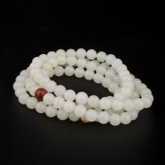 新疆和田玉羊脂白玉籽玉南紅手鏈 127克
