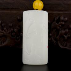 新疆和田玉白皮一級(jí)白玉籽玉掛件 悟 53.3克