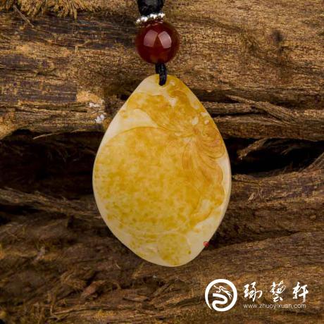 【琢藝軒】新疆和田玉黃皮白玉籽玉掛件（獨(dú)籽）重生 8.5克