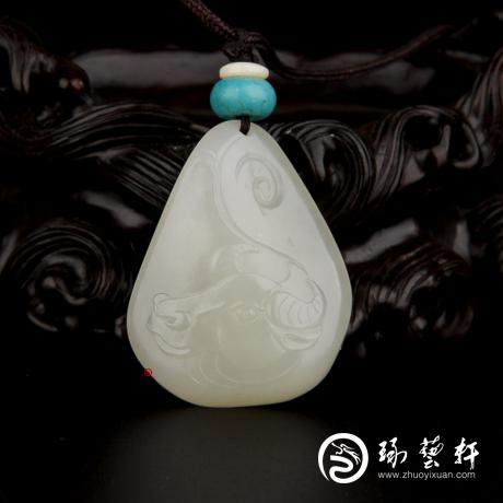 【琢藝軒】新疆和田玉黃皮一級(jí)白玉籽玉掛件 十二生肖-牛 16.2克