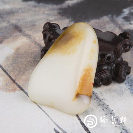 【琢藝軒】新疆和田玉紅皮一級(jí)白玉籽玉 原石 120克