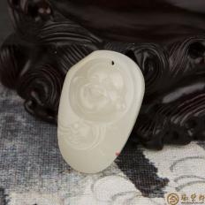 新疆和田玉黃皮白玉籽玉掛件 佛牌 10克