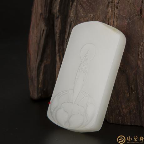 【琢藝軒】新疆和田玉灑金皮一級白玉籽玉玉牌 一花一世界 33.1克