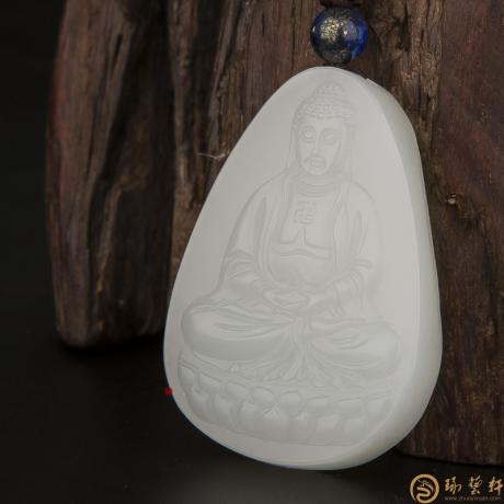 【琢藝軒】新疆和田玉白皮一級白玉籽玉玉牌 阿彌陀佛 25.2克