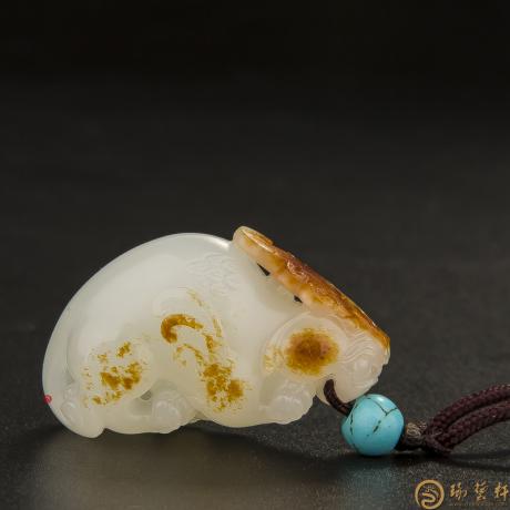 【琢藝軒】新疆和田玉紅皮白玉籽玉掛件（獨(dú)籽） 鴻運(yùn)當(dāng)頭 15.5克