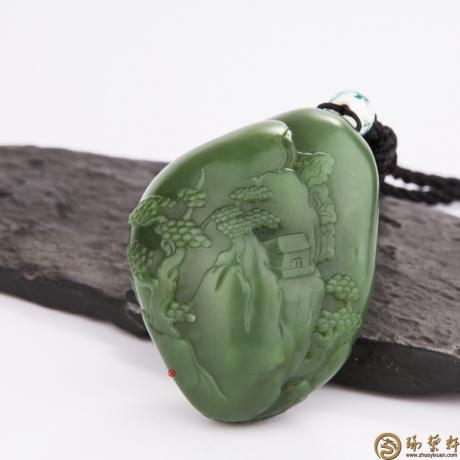【琢藝軒】俄羅斯碧玉把件 山居秋暝 92.6克