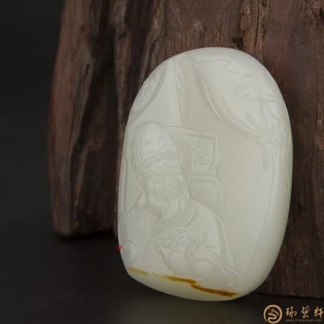 【琢藝軒】新疆和田玉紅皮白玉籽玉把件 運籌帷幄 44克