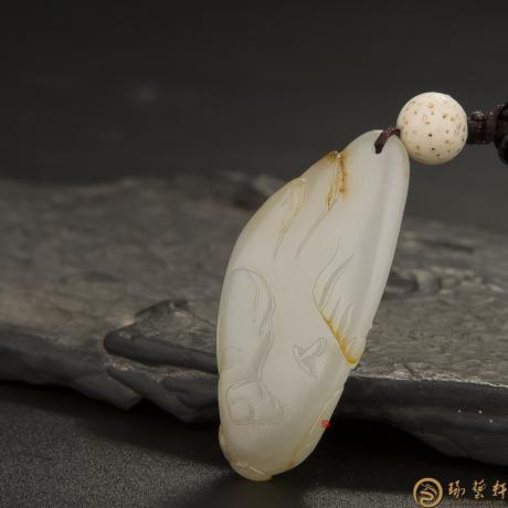 【琢藝軒】新疆和田玉秋梨皮白玉籽玉掛件（獨(dú)籽） 遠(yuǎn)行 10.8克