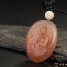 四川涼山南紅瑪瑙錦紅飄花掛件 花前月下 27.2克