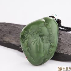 俄羅斯碧玉把件 山居秋暝 92.6克
