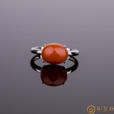 南紅瑪瑙18K白金鑲嵌 女戒 金1.78克