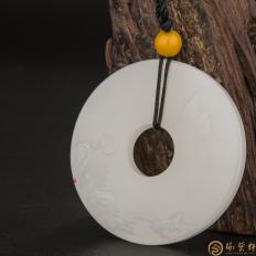 新疆和田玉手鐲心一級(jí)白玉籽玉玉平安牌 怡然 35.8克