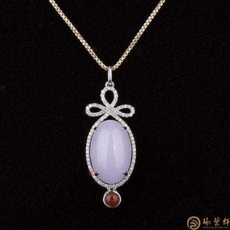 【琢藝軒】天然A貨紫羅蘭翡翠18k金鑲鉆吊墜 晶肌玉骨 6.8克