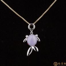 天然A貨紫羅蘭翡翠吊墜18k金 鳶飛魚躍 4.5克