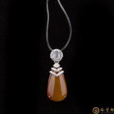 天然A貨黃翡18k金鑲鉆吊墜 水滴黃翡 2.9克