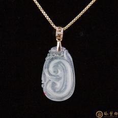天然A貨翡翠18k金吊墜 如意 3克