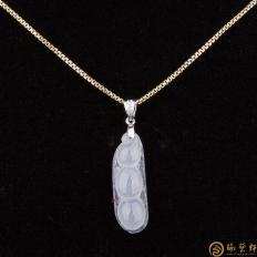 天然A貨冰種翡翠18k掛墜金鑲鉆 四季平安 2.6克