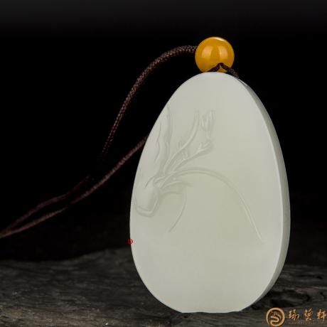 【琢藝軒】新疆和田玉黃皮白玉籽料玉牌 蘭 33.4克