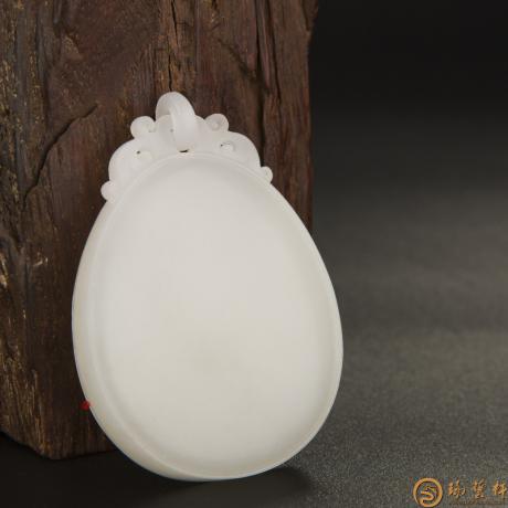 【琢藝軒】新疆和田玉白皮羊脂白玉籽玉玉牌 無(wú)事平安牌 36.5克