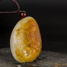 穆宇靜 新疆和田玉黃沁白玉籽玉把件 龍鳳呈祥（獨籽） 51.5克