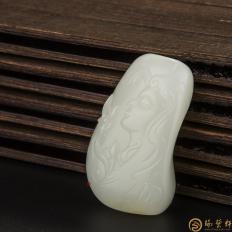 新疆和田玉黃皮白玉籽玉掛件 春之神 28.4克
