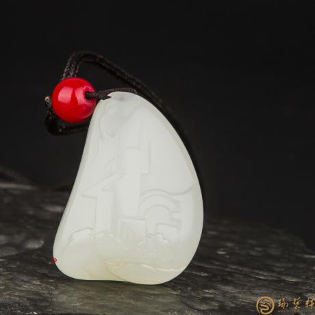 【琢藝軒】新疆和田玉一級(jí)白玉籽料掛件 故鄉(xiāng) 9克